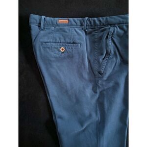 Massimo Dutti Slim Fit Textured Blue Chino Trousers Men's Size 34